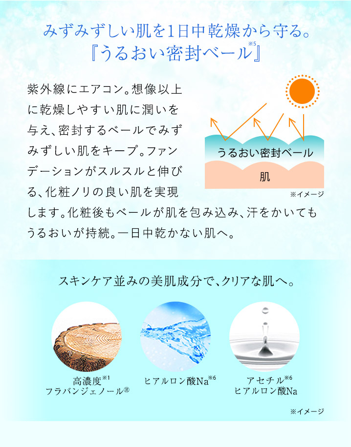 みずみずしい肌を1日中乾燥から守る。『うるおい密封ベール』