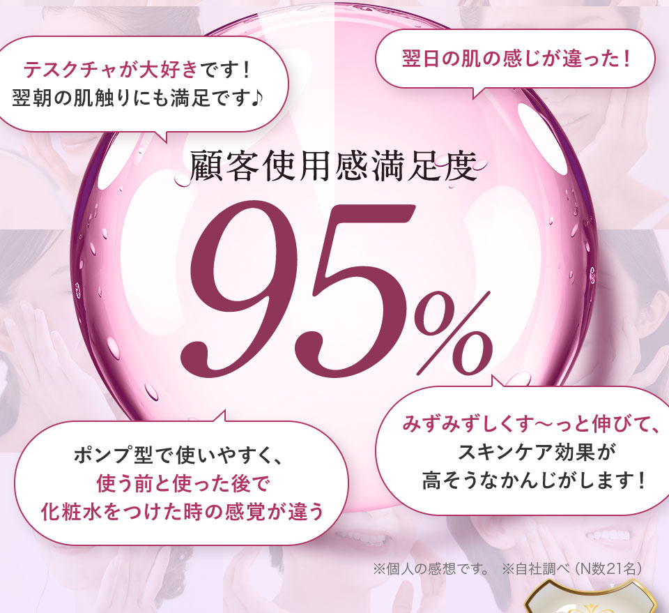 顧客使用感満足度95%